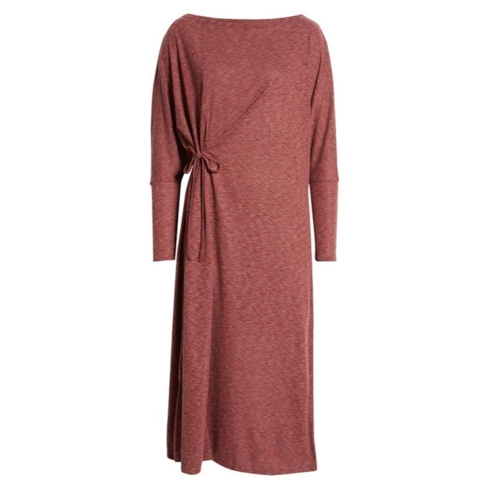 NWT Caslon Cozy Long Sleeve Knit Wrap Dress In Pink
